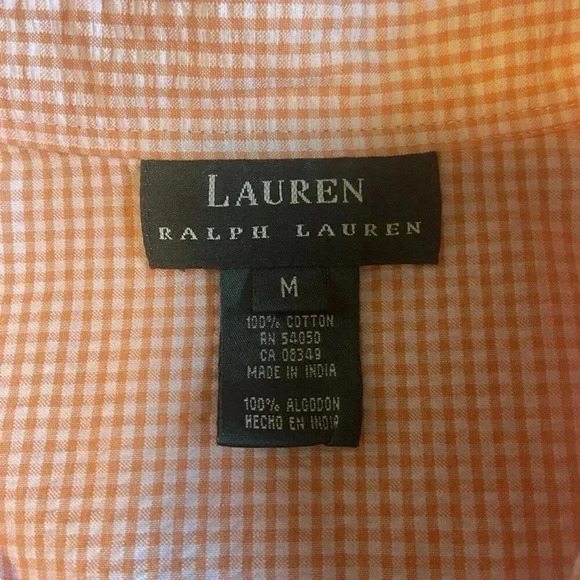 Ralph Lauren Coral Peach Gingham ButtonShort Sleeve Shirt Pants Set Size M /12 - Picture 4 of 16